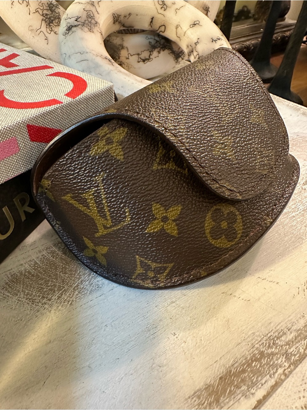 Handcrafted Leather & Upcycled monogram Canvas Sunglasses case